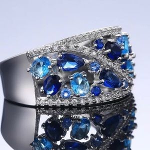 /18K AQUA BRIDAL WEDDING RING S6